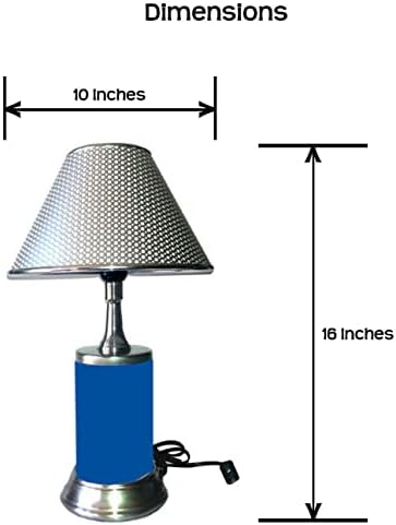 מנורת שולחן JS עם צל כסף, צלחת לוגו מובלטת מגולגלת על בסיס המנורה, corv.