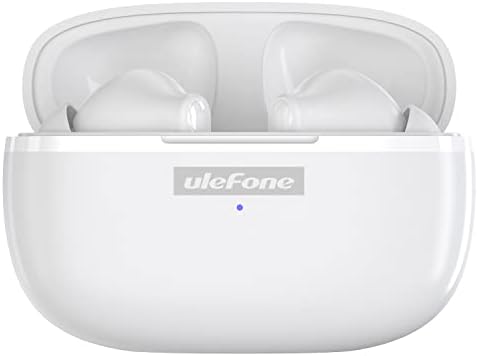 אוזניות אוזניות אלחוטיות של Ulefone, במיקרופון אוזניים, Bluetooth 5.1, טעינה מסוג C, בקרת מגע, תצוגת LED, לאייפון/אנדרואיד/iOS, לבן