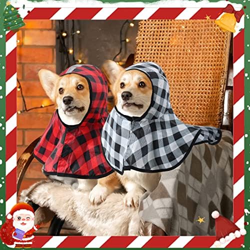2 מחשבים לחג המולד כלב חג המולד מעיל גשם עם ברדס פונצ'ו פונצ'ו עם קפוצ'ון רצועה רפלקטיבית מעיל גשם של כלבים משקפים לגודל M כלבים גדולים