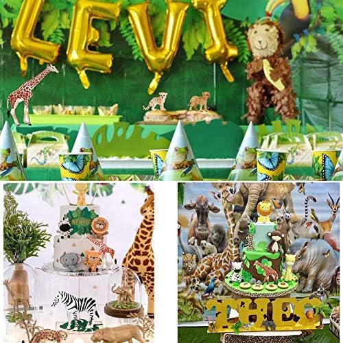 ספארי גן חיות בעלי חיים דמויות צעצועים, 14 חתיכה מציאותי ג 'ונגל בעלי החיים צלמיות, אפריקאי פראי פלסטיק בעלי חיים עם אריה, פיל, ג' ירפה