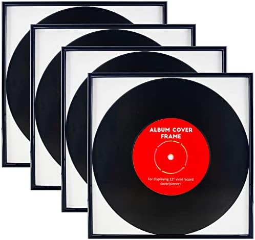 4 מארז, מסגרת אלבום שיא מוסיקה שחורה, לְהַצִיג 12.5& 34; איקס 12.5 & 34; עטיפות אלבום ויניל מוסיקה, דפוס מסגרת רדיד גימור פסנתר אור