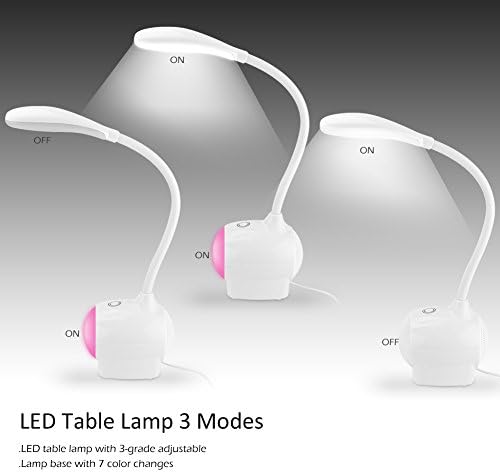 Mifxin מנורה מתכווננת מנורת שולחן אור 3 מצבים בהירות 7 צבע שינוי USB חיישן מגע נטען נטען