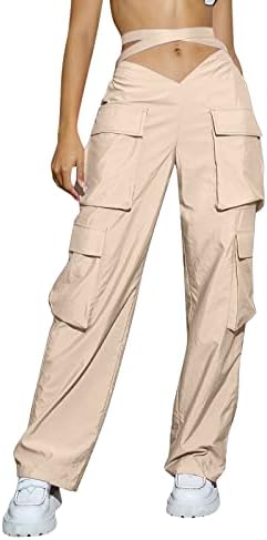 מיאשוי חמוד קומפי מכנסיים 2023 מכנסיים מטען אישה בכושר רגוע בבאגי בגדים שחור מכנסיים גבוהה מותן רוכסן דק נשים של