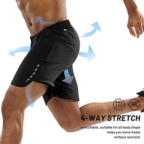 מייר גברים של מכנסי ריצה 7 מהיר יבש כושר ספורט אימון מכנסיים קצרים עם רוכסן כיסים