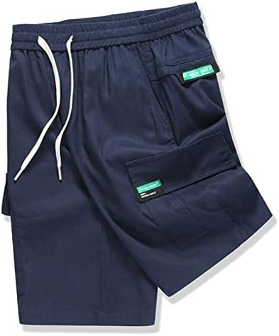 מכנסי מטען לגברים של ymosrh מכנסיים מרובי תיקי עבודה קצרים קיץ פשתן כותנה מכנסיים מזדמנים רופפים קפריס מכנסיים קצרים גברים