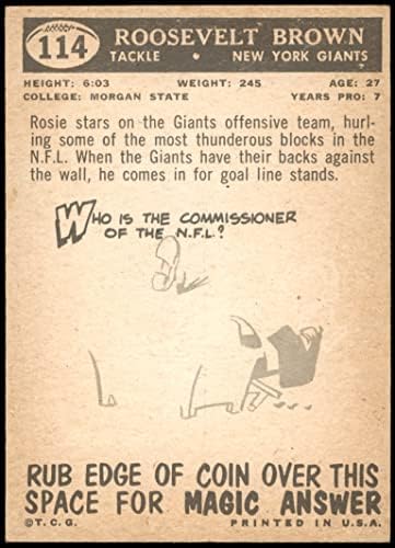 1959 Topps 114 Roosevelt Brown New York Giants-FB Fair Giants-Fb Morgan St