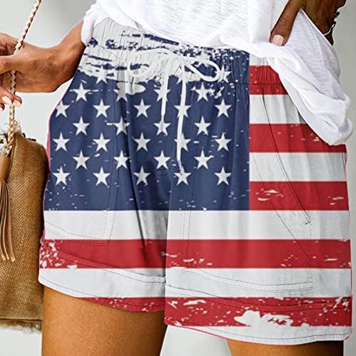 מכנסיים קצרים של Oplxuo לנשים ארהב דגל אמריקאי דגל פטריוטי מכנסיים קצרים פטריוטיים יום עצמאות יום 4 ביולי טרקלין מכנסי קיץ קצרים