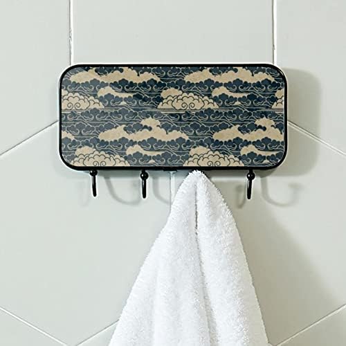 קיר קיר מעיל מעיל ענן יפני מסורתי, מתלה מעיל כניסה עם 4 חיבור לעיל מעיל גלימות ארנק מגבות חדר אמבטיה כניסה לסלון