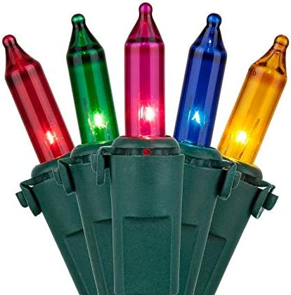 זמן חג - 300 אורות מיני רב -צבעוניים - חוט ירוק - מקורה/חיצוני - אורך מואר 59 רגל - 62.5 רגל L