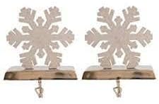 סט בית של 2 מחזיקי גרב של פתית שלג לחג המולד למעטפת - קישוטים לחג - מעמד אח של מנטל - קולב עץ לגרביים - עיצוב ביתי