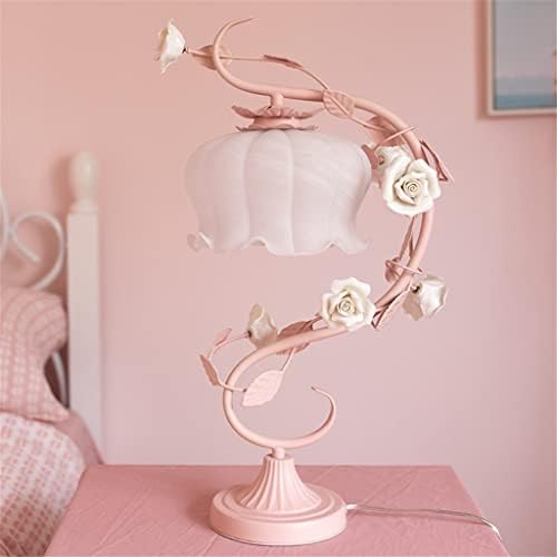 פיייר מכוסה ורומנטיקה מנורת שולחן כתיבה חדר שינה יצירתי ורוד פרח פרח ילדות ילדים