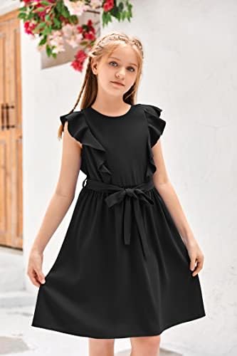 ארמון בנות לפרוע לקצץ שרוולים שמלות קיץ עניבת מותניים אונליין נדנדה מזדמן מסיבת שמלת 5-14 שנים